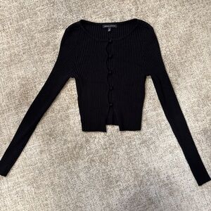 Kendall & Kylie Black Ribbed Long Sleeve Top
